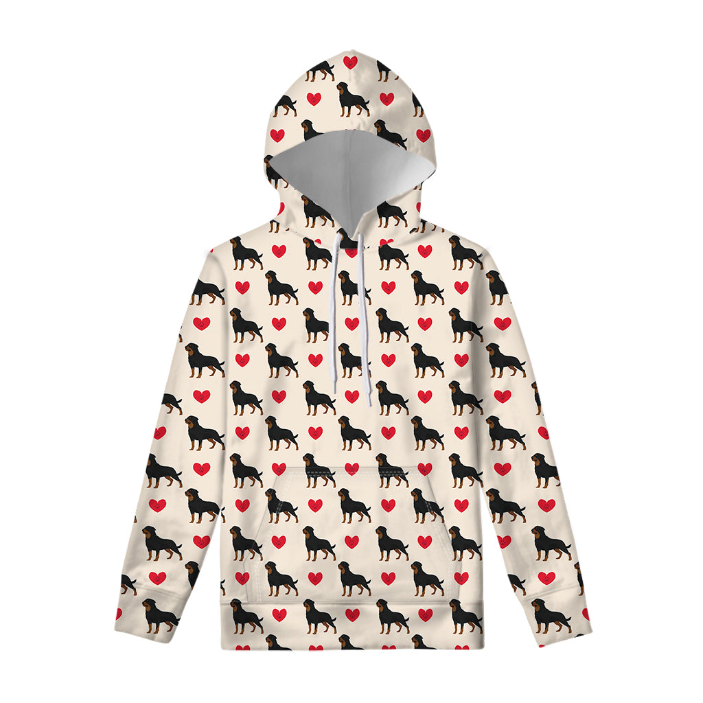 Love Rottweiler Pattern Print Pullover Hoodie