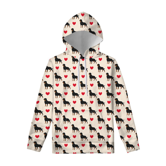 Love Rottweiler Pattern Print Pullover Hoodie