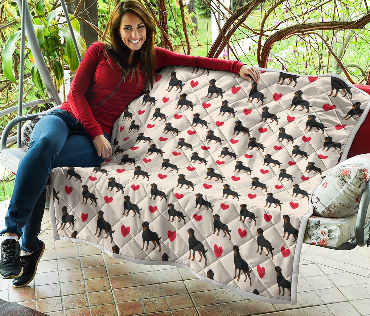 Love Rottweiler Pattern Print Quilt