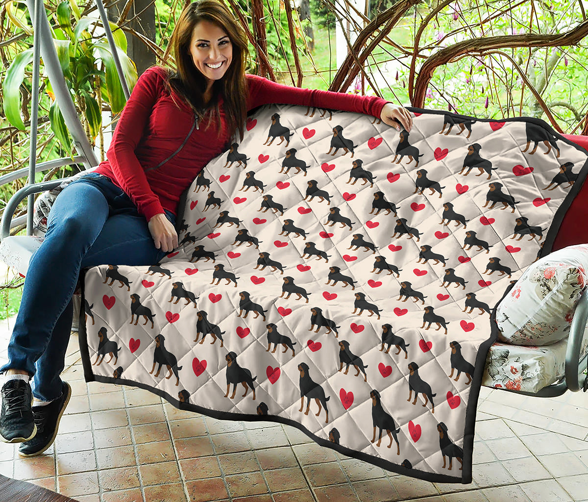 Love Rottweiler Pattern Print Quilt