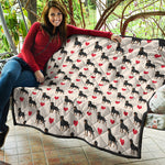 Love Rottweiler Pattern Print Quilt