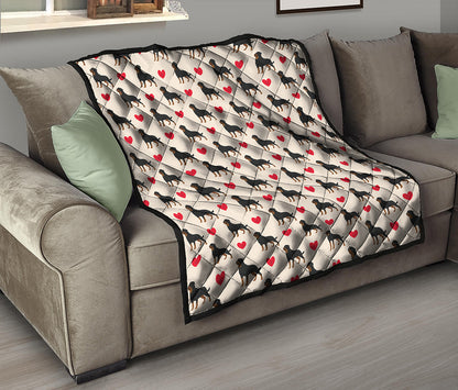 Love Rottweiler Pattern Print Quilt