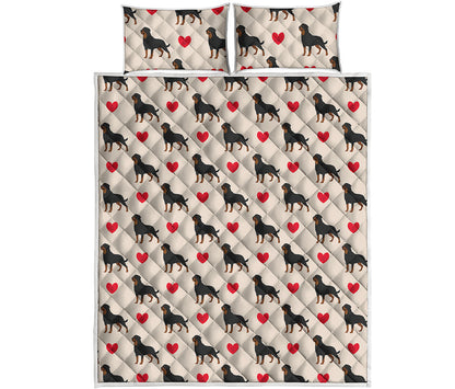 Love Rottweiler Pattern Print Quilt Bed Set
