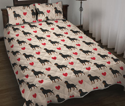 Love Rottweiler Pattern Print Quilt Bed Set