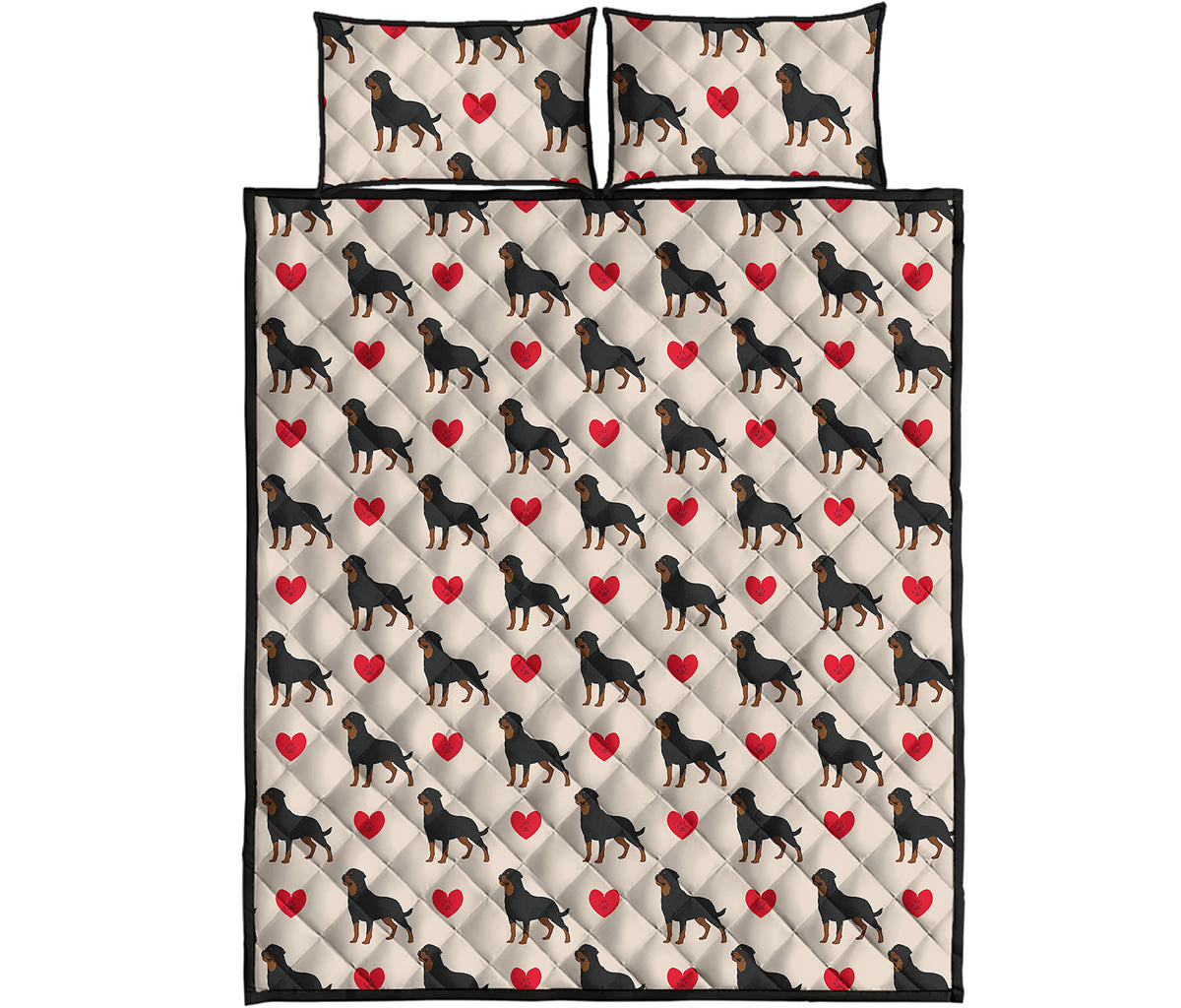 Love Rottweiler Pattern Print Quilt Bed Set