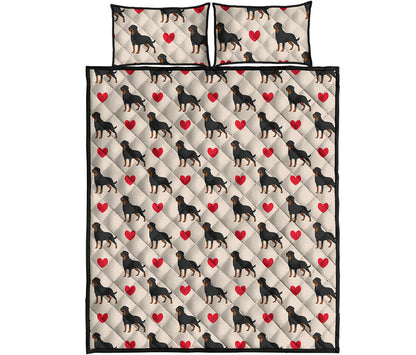 Love Rottweiler Pattern Print Quilt Bed Set