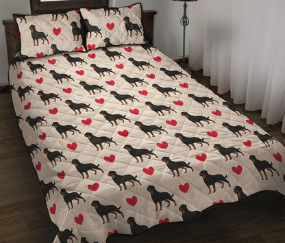 Love Rottweiler Pattern Print Quilt Bed Set