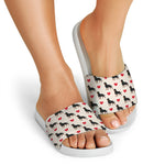 Love Rottweiler Pattern Print White Slide Sandals