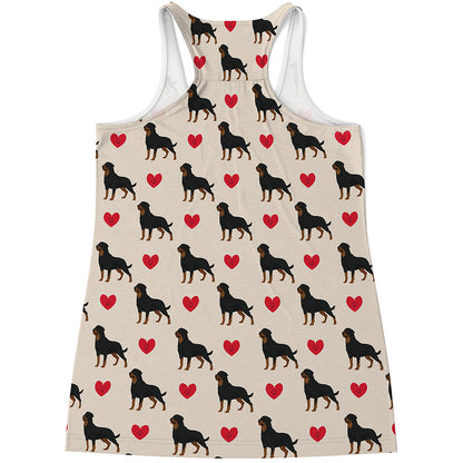 Love Rottweiler Pattern Print Women's Racerback Tank Top