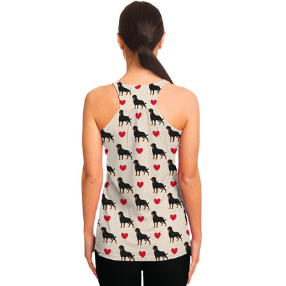 Love Rottweiler Pattern Print Women's Racerback Tank Top