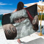 Love Xmas Santa Claus Print Beach Sarong Wrap