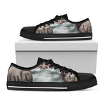 Love Xmas Santa Claus Print Black Low Top Shoes