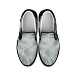 Love Xmas Santa Claus Print Black Slip On Shoes