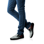 Love Xmas Santa Claus Print Black Slip On Shoes