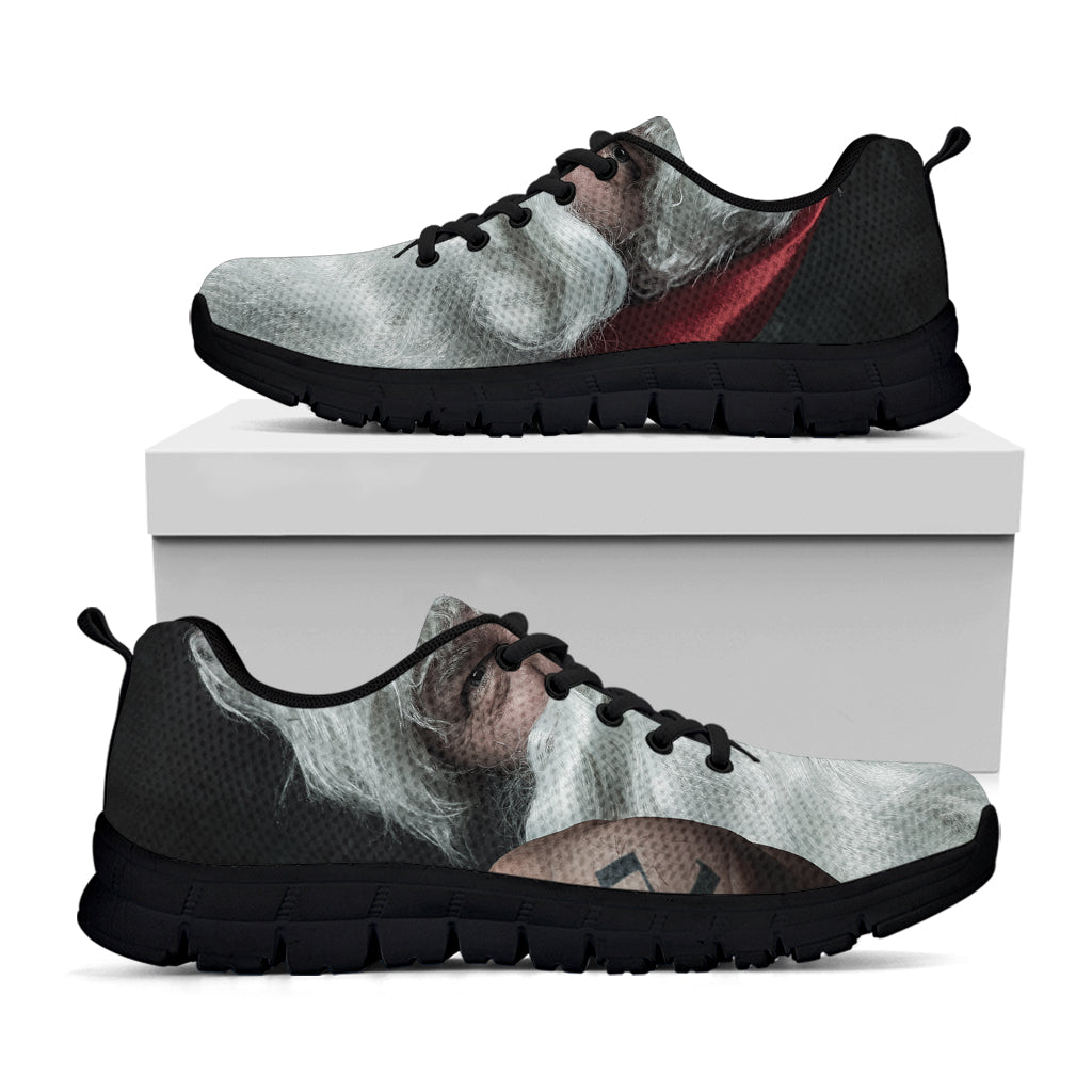 Love Xmas Santa Claus Print Black Sneakers
