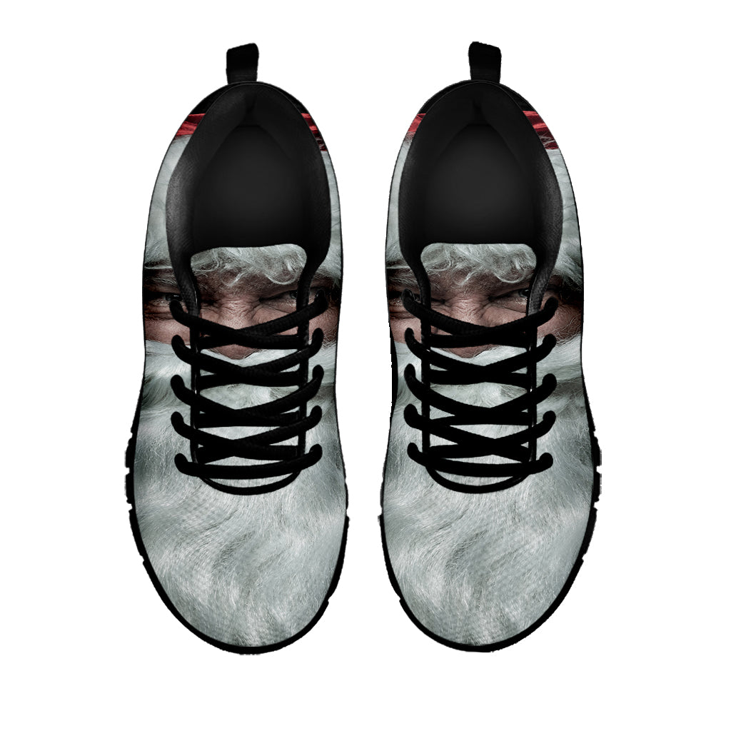 Love Xmas Santa Claus Print Black Sneakers
