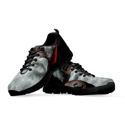 Love Xmas Santa Claus Print Black Sneakers