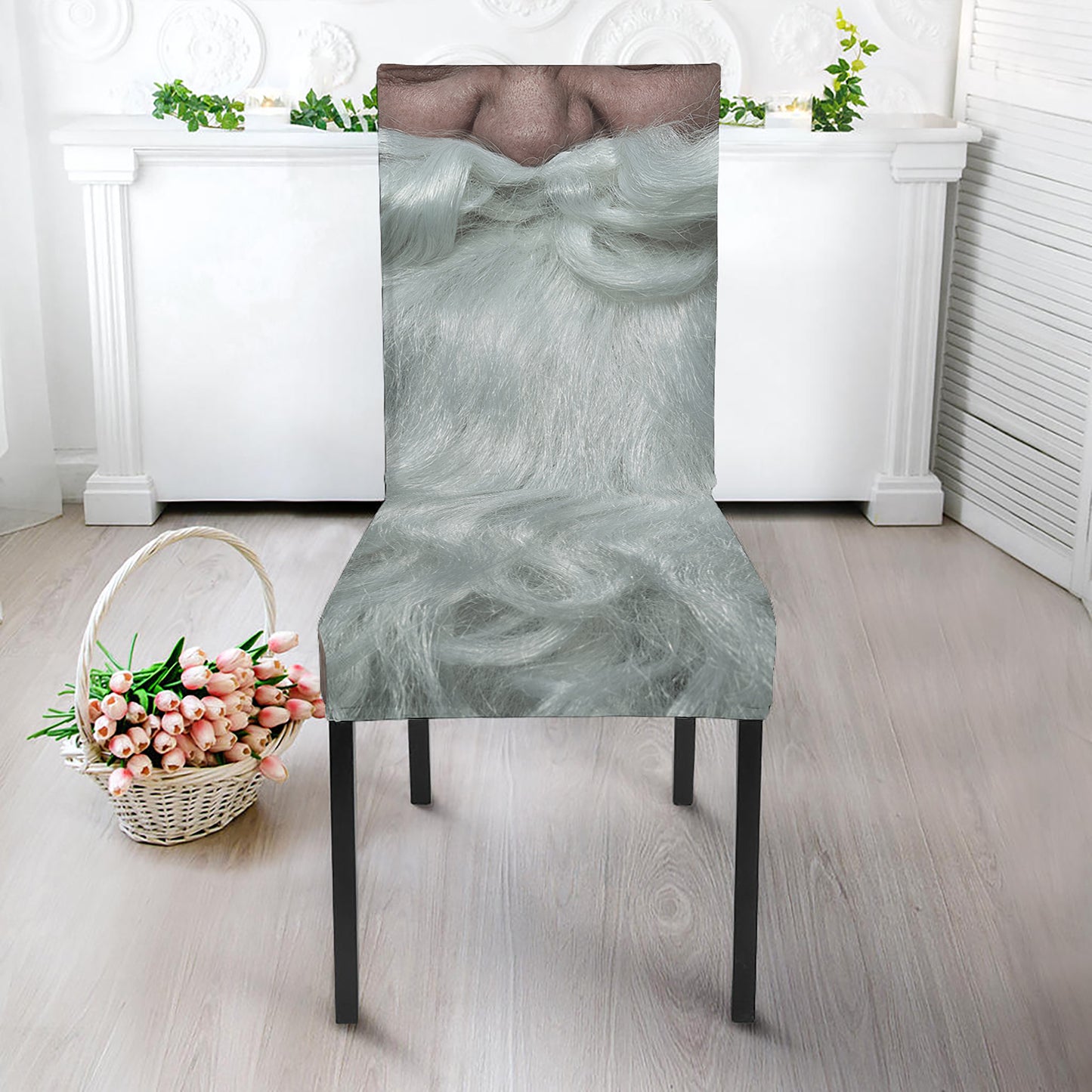 Love Xmas Santa Claus Print Dining Chair Slipcover