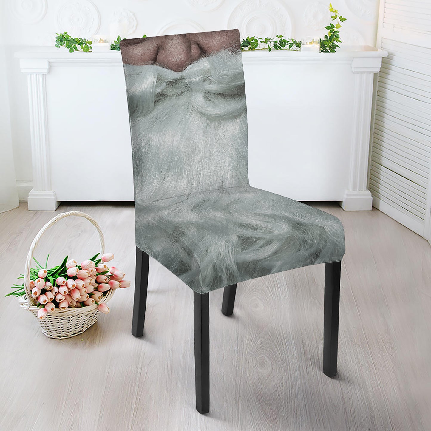 Love Xmas Santa Claus Print Dining Chair Slipcover