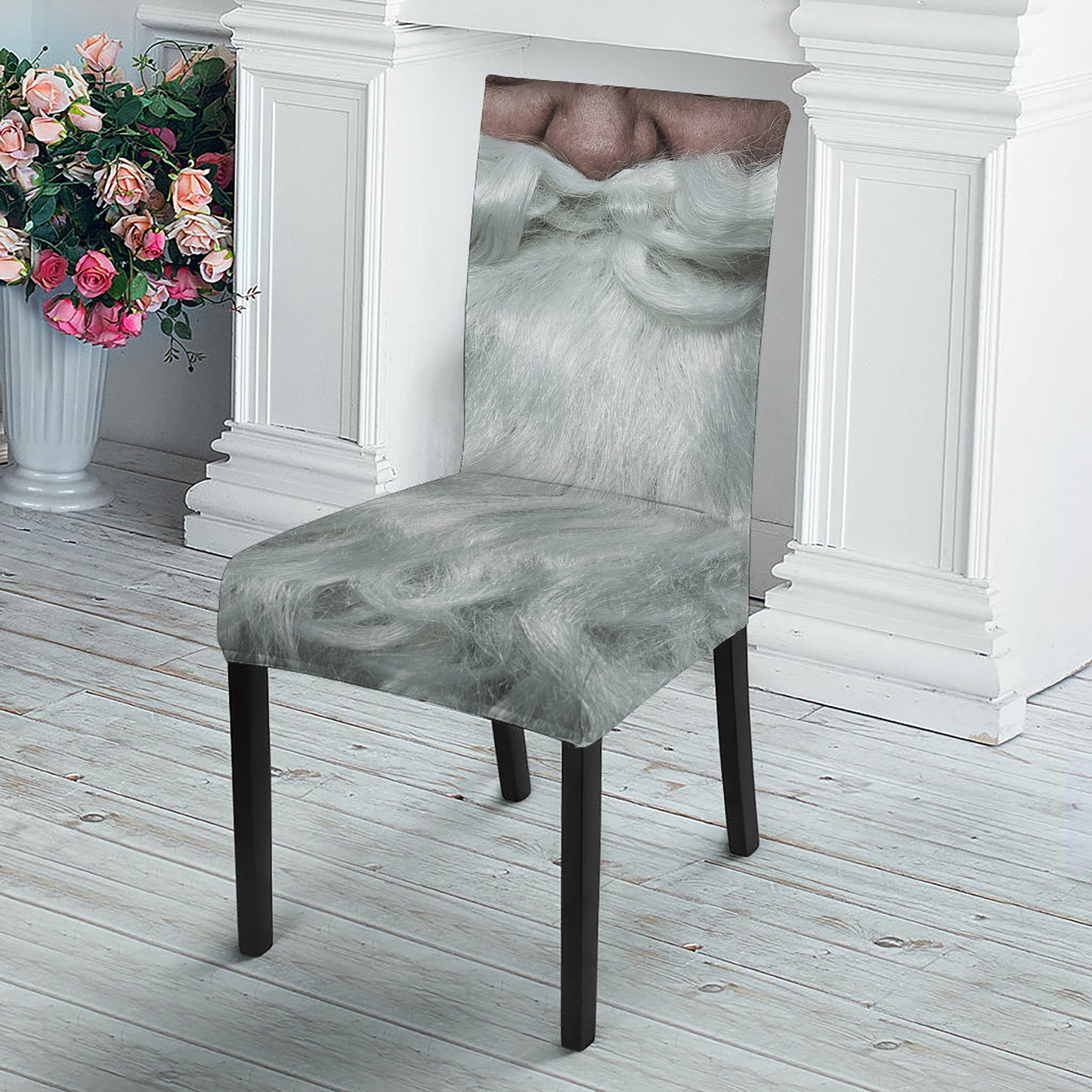 Love Xmas Santa Claus Print Dining Chair Slipcover