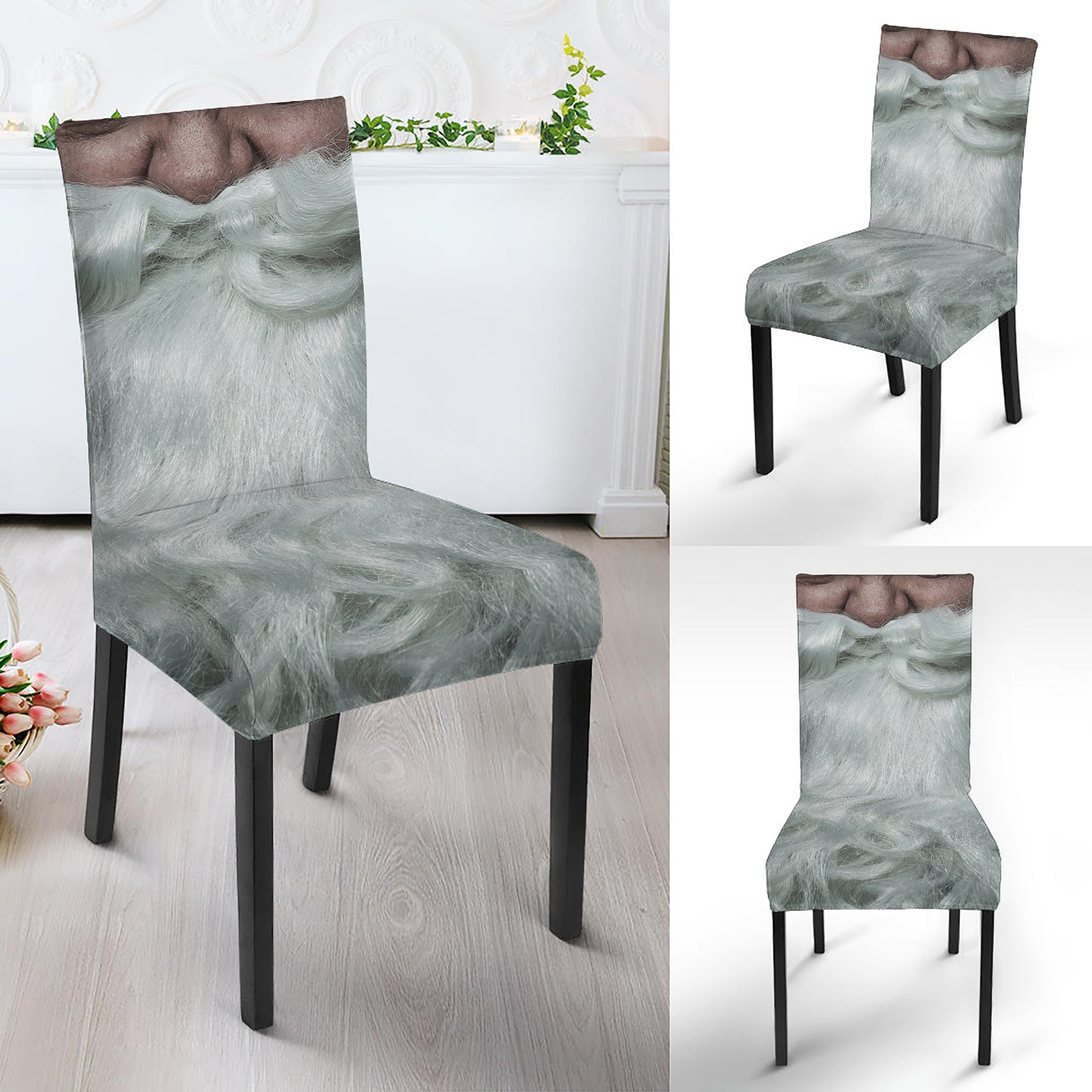 Love Xmas Santa Claus Print Dining Chair Slipcover
