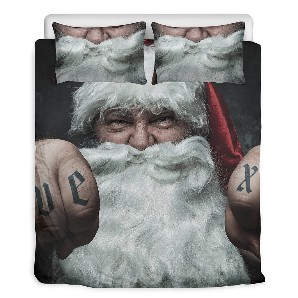 Love Xmas Santa Claus Print Duvet Cover Bedding Set