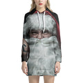 Love Xmas Santa Claus Print Pullover Hoodie Dress