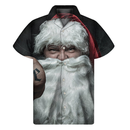 Love Xmas Santa Claus Print Men's Short Sleeve Shirt
