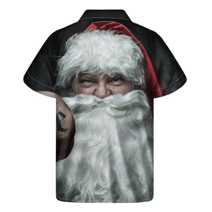 Love Xmas Santa Claus Print Men's Short Sleeve Shirt