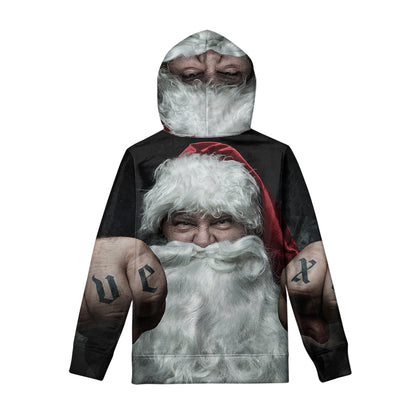 Love Xmas Santa Claus Print Pullover Hoodie