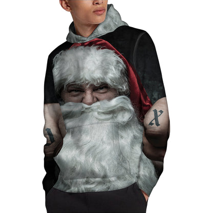 Love Xmas Santa Claus Print Pullover Hoodie
