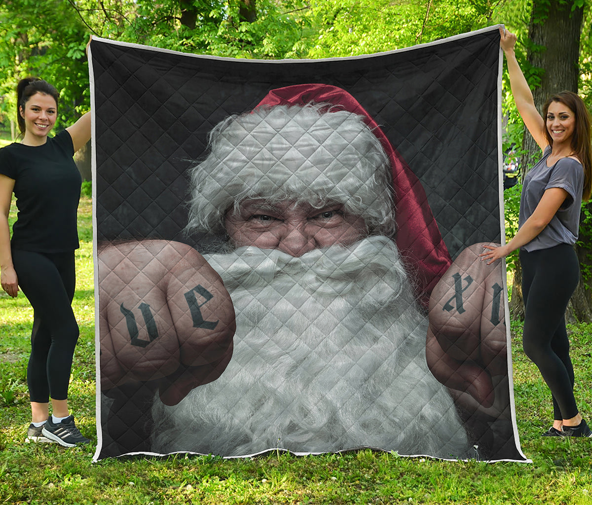Love Xmas Santa Claus Print Quilt