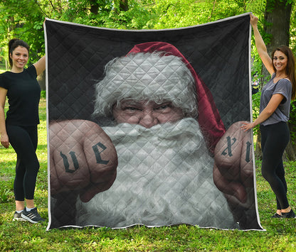 Love Xmas Santa Claus Print Quilt