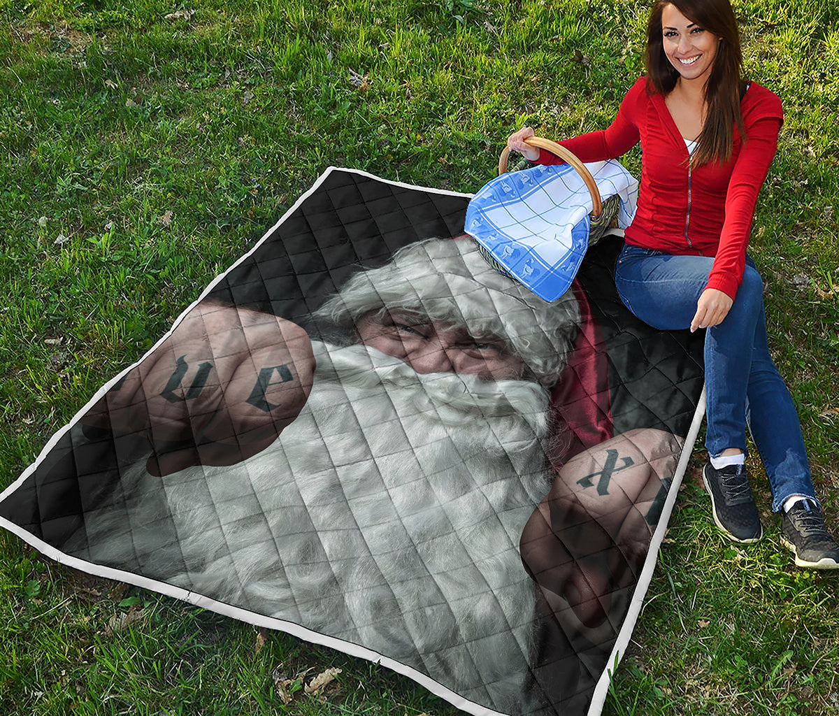 Love Xmas Santa Claus Print Quilt