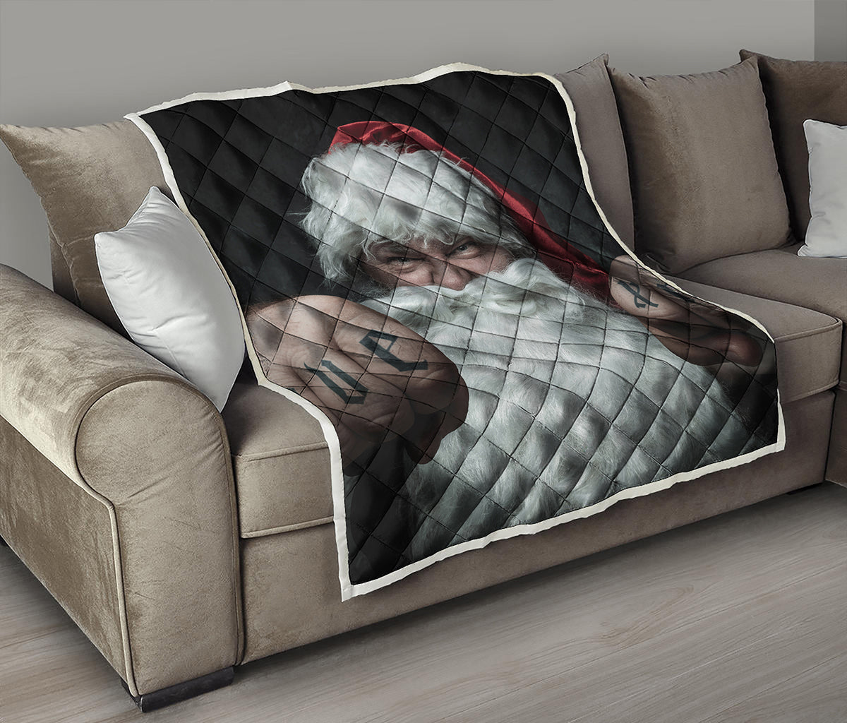 Love Xmas Santa Claus Print Quilt