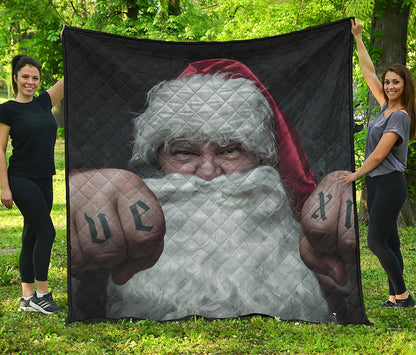 Love Xmas Santa Claus Print Quilt