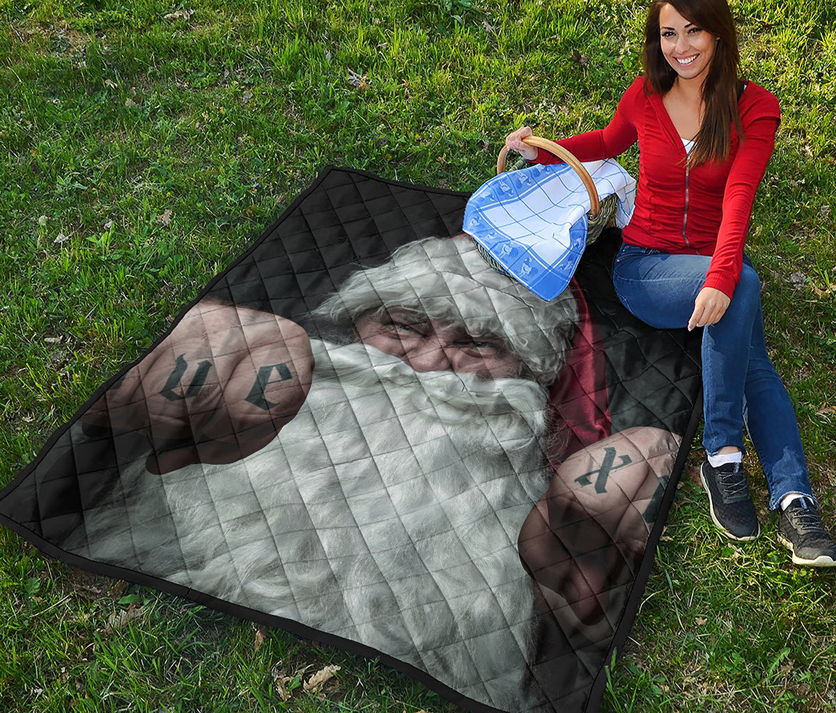 Love Xmas Santa Claus Print Quilt