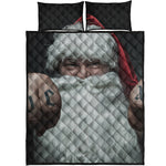 Love Xmas Santa Claus Print Quilt Bed Set