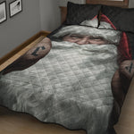 Love Xmas Santa Claus Print Quilt Bed Set