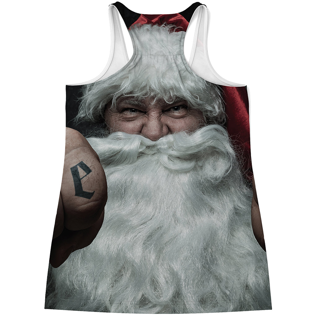 Love Xmas Santa Claus Print Women's Racerback Tank Top