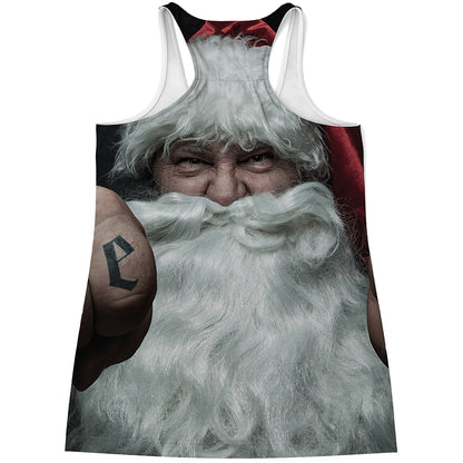 Love Xmas Santa Claus Print Women's Racerback Tank Top