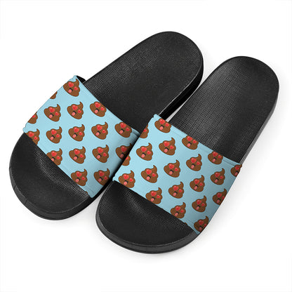 Lovely Poop Pattern Print Black Slide Sandals