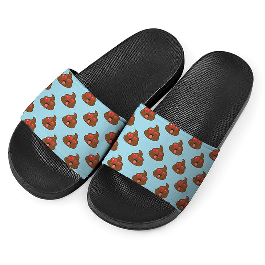 Lovely Poop Pattern Print Black Slide Sandals