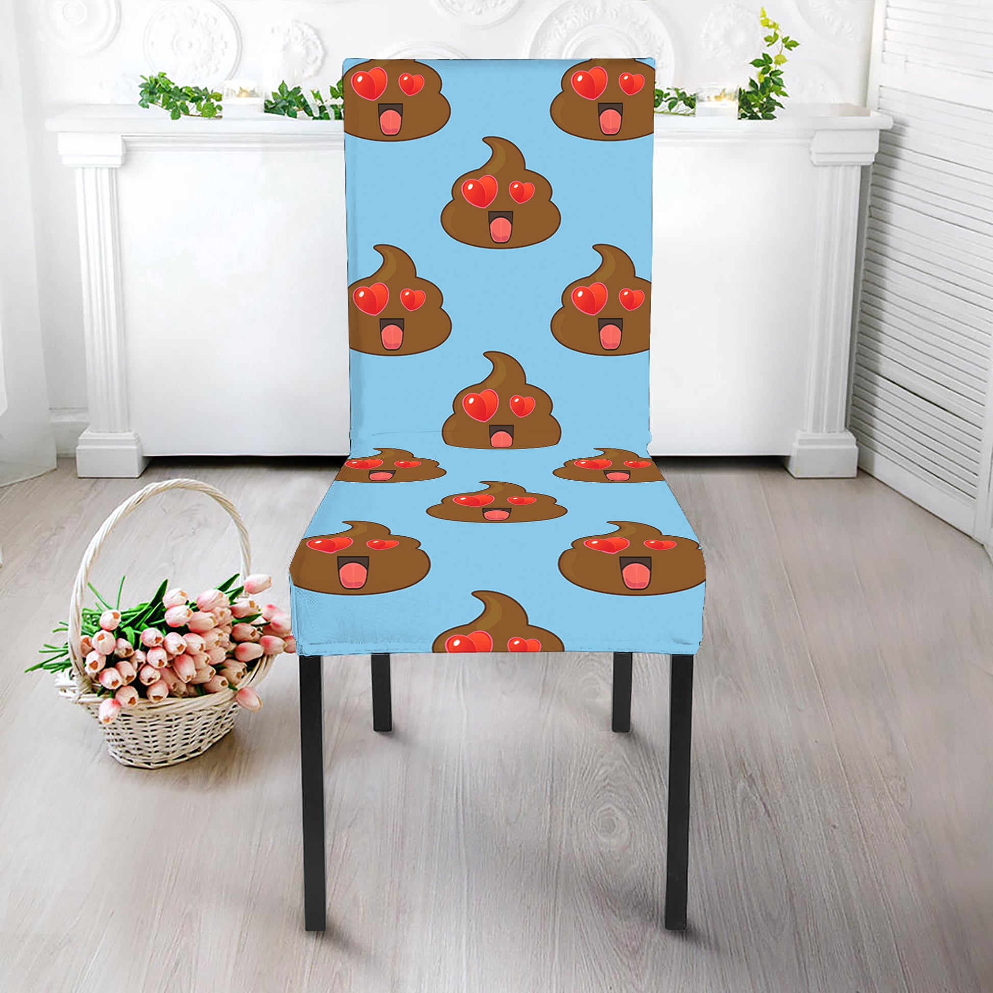 Lovely Poop Pattern Print Dining Chair Slipcover