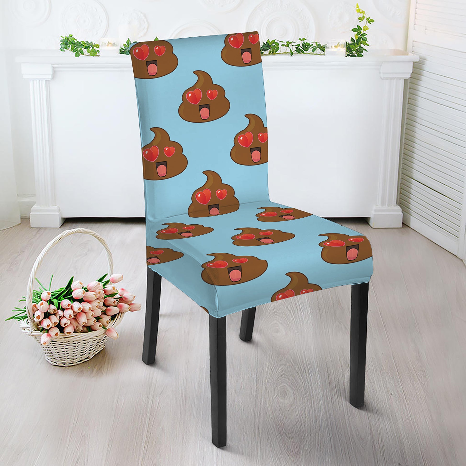 Lovely Poop Pattern Print Dining Chair Slipcover