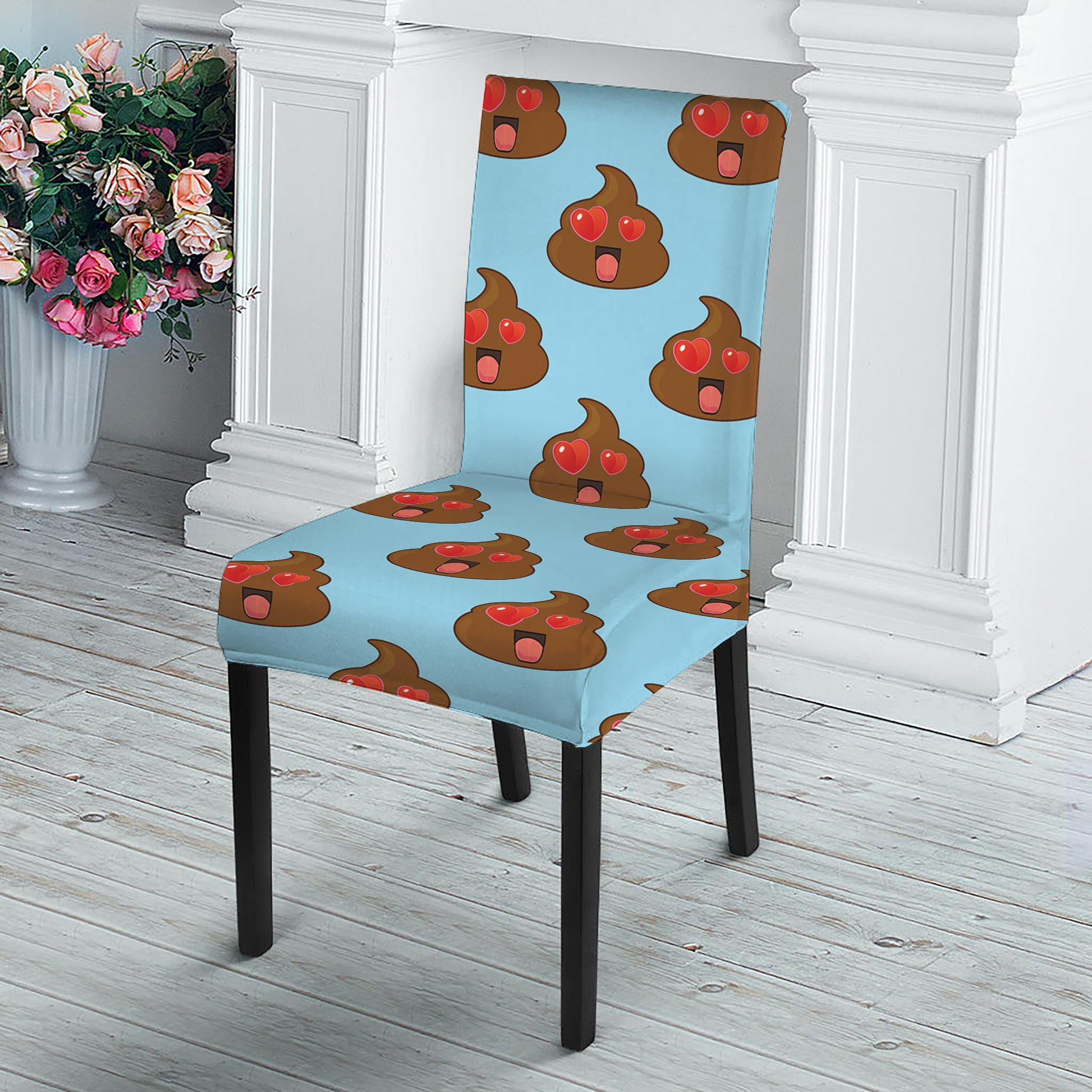 Lovely Poop Pattern Print Dining Chair Slipcover