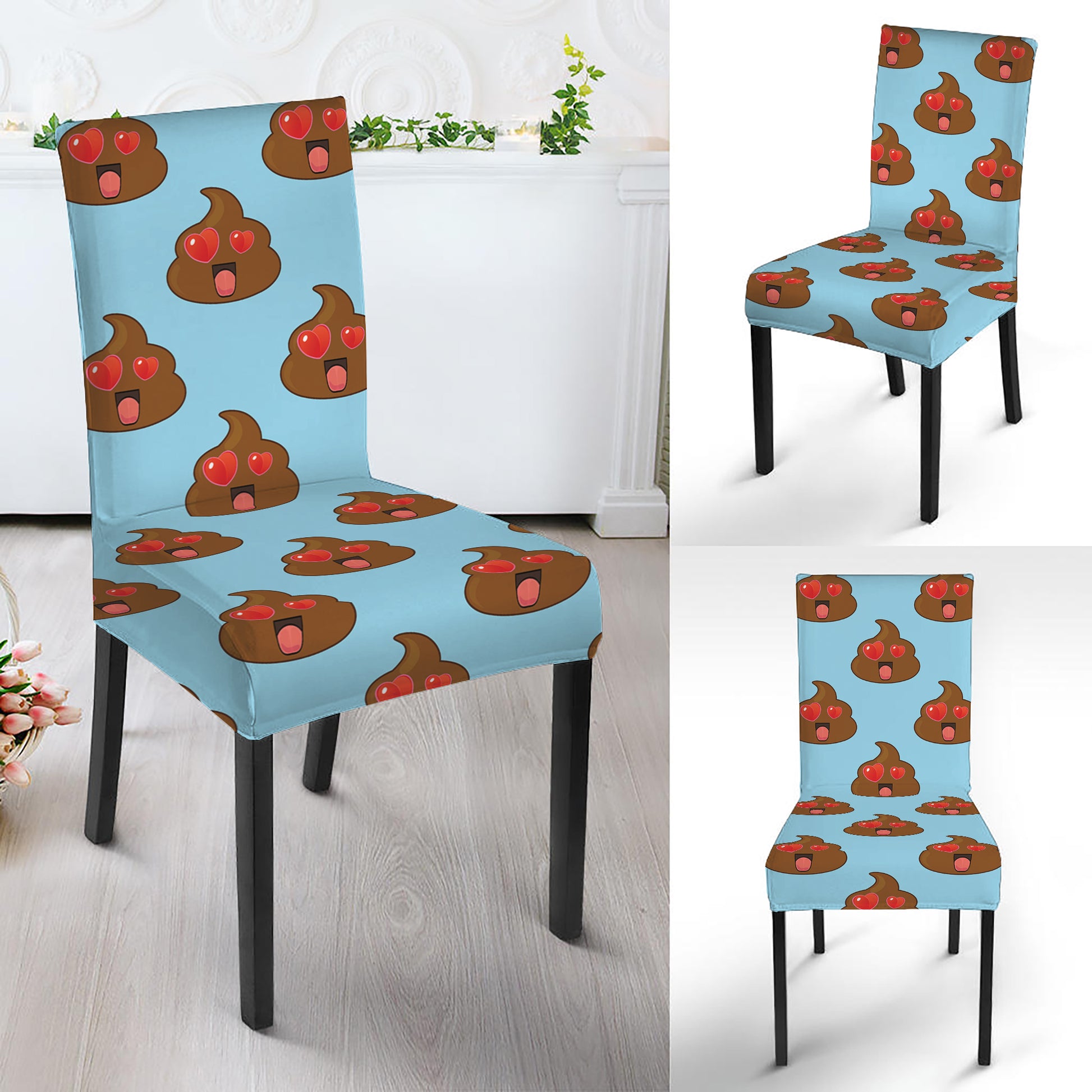 Lovely Poop Pattern Print Dining Chair Slipcover