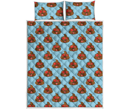 Lovely Poop Pattern Print Quilt Bed Set