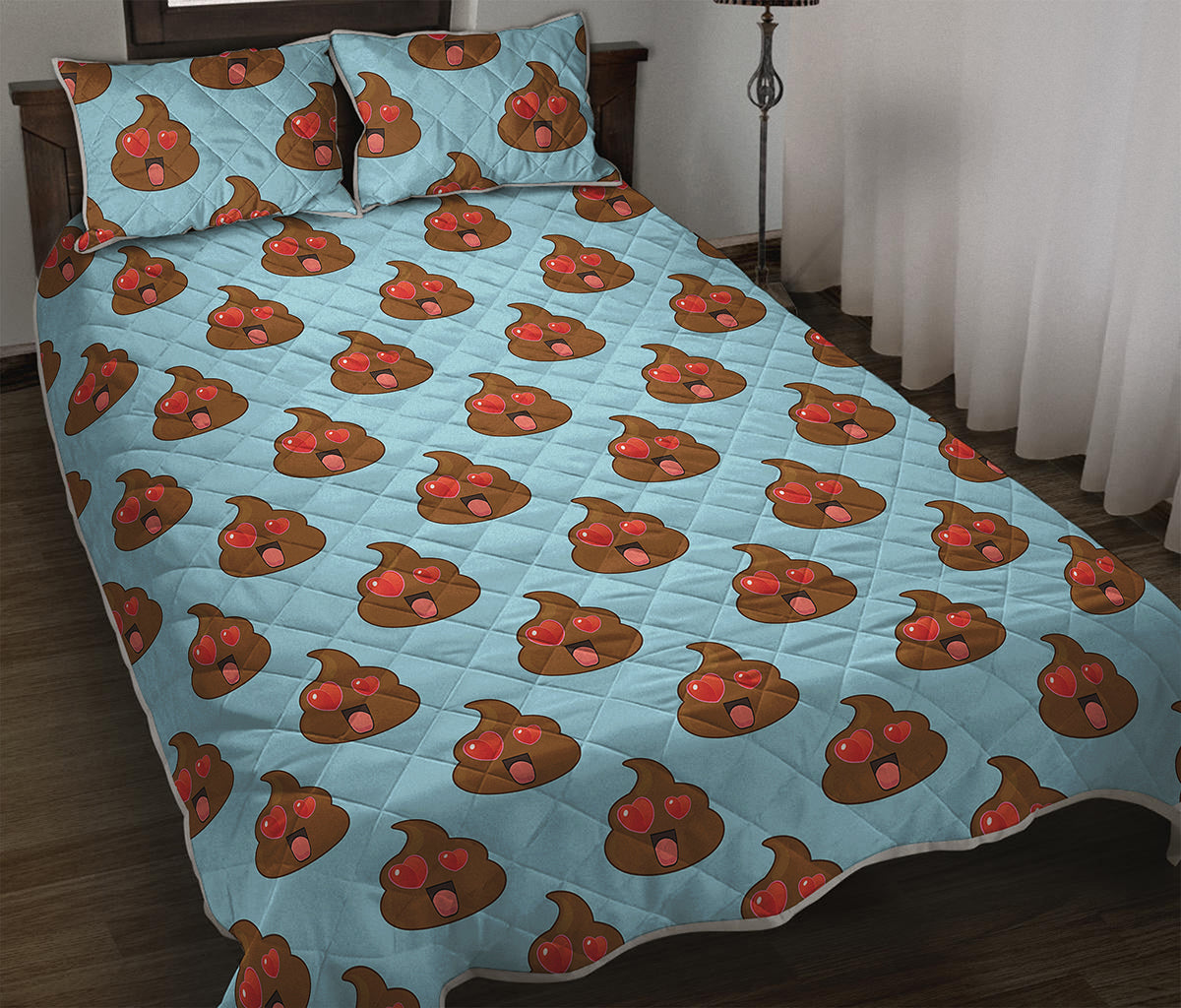 Lovely Poop Pattern Print Quilt Bed Set