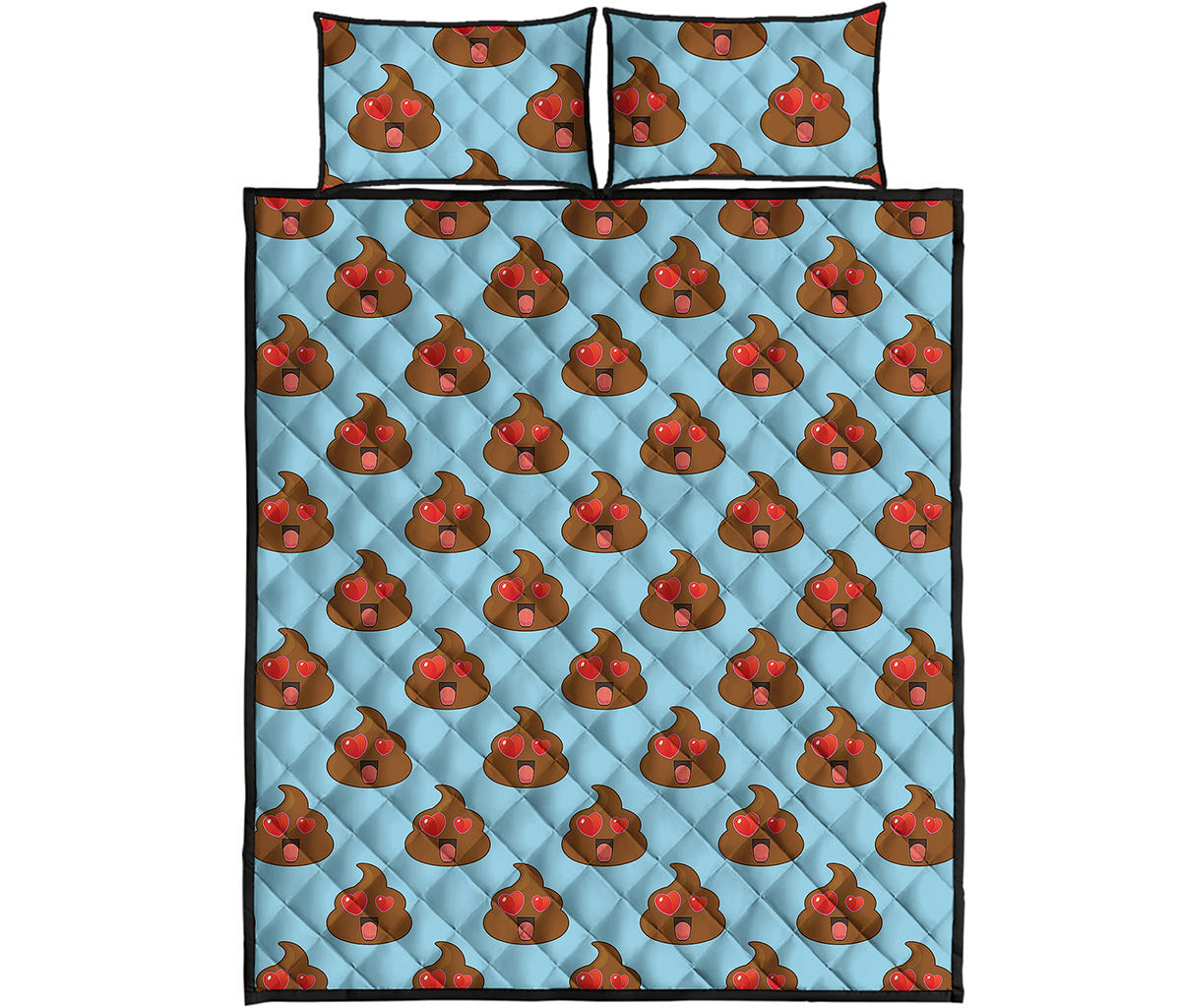 Lovely Poop Pattern Print Quilt Bed Set